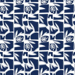 illustration vector geometry floral seamless pattern with leaves and shape style background wallpaper 
