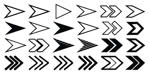 Large Set of Black Arrow Icons