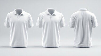 The versatile white polo shirt displayed from multiple angles for design purposes.