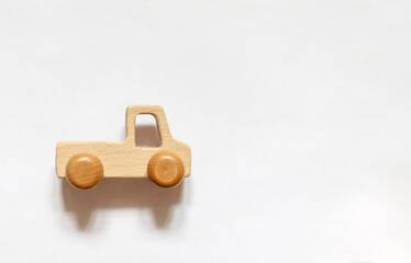 Wooden Toy Truck Isolated on White Background