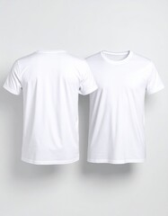 Fototapeta premium Two White T-Shirts Mockup, Front and Back View