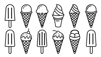 Ice Cream Line Icons Collection