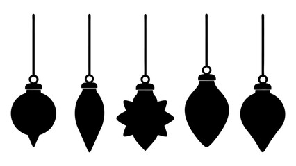 Set of christmas bulb silhouette vector art