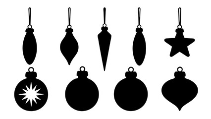 Set of christmas bulb silhouette vector art