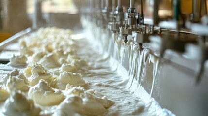 Dairy processing plants that produce ice cream use specialized machinery to mix, churn, and freeze milk, cream, and flavoring agents, turning them into the creamy treat loved by many