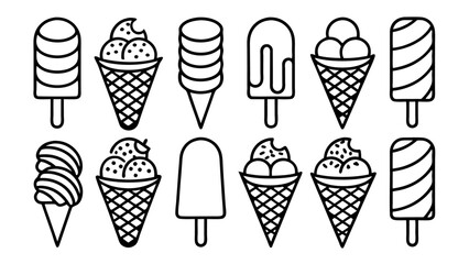 Ice Cream Line Icons Collection