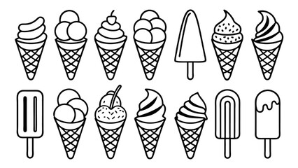 Ice Cream Line Icons Collection