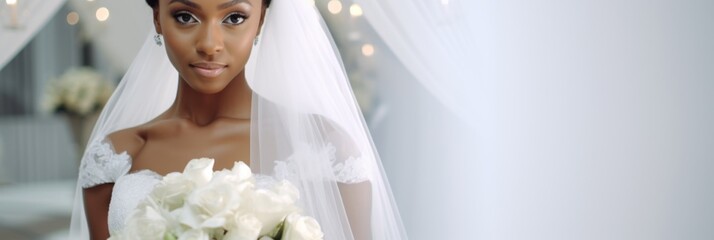 Portrait of beautiful happy bride african american