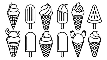 Ice Cream Line Icons Collection