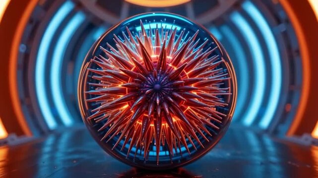Futuristic Cyber ​​Energy Orb 4K Loop Core with Neon Halo for SciFi&Tech Visual Effects