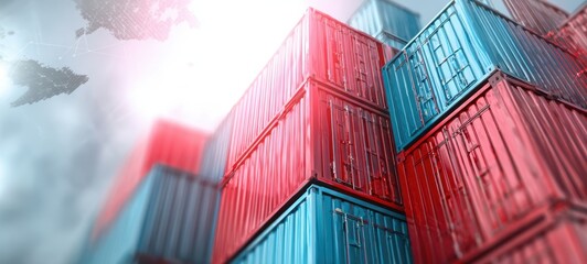 Fototapeta premium The colorful shipping containers stacked in an industrial setting.