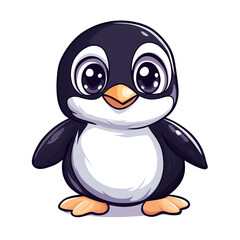 Obraz premium Adorable Cartoon Penguin: Big Eyes, Little Feet, Arctic Charm