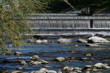fantastic waterfall called Tre Salti. Turbigo. Italy. 16.04 2017