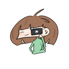 photographer with camera isolate on png background