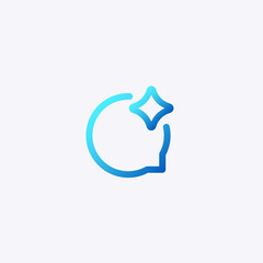 Ai inspired symbol showcasing a blue circle and star design, perfect for tech and digital themes.
