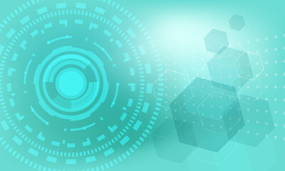 blue light circle circuit hud with hexagon shape cyberspace abstract high technology background