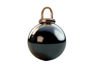 3D Of Black Sphere with Gold Loop Ornament on Transparent Background