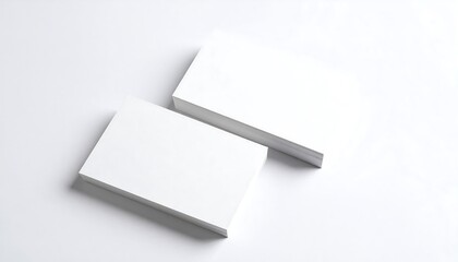 Stacks of Blank White Paper Sheets on White Background