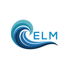 ELM  Abstract Wave Logo with Blue Gradient and Modern , ELM  Later Logo , Creative Ocean Wave Logo Design with ELM Text.
