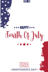 Happy 4th of July USA Independence Day Handwritten Calligraphy USA Abstract Flag Template