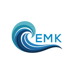 EMK  Abstract Wave Logo with Blue Gradient and Modern , EMK  Later Logo , Creative Ocean Wave Logo Design with EMK Text.
