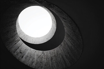 a circular window in a concrete structure