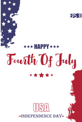 Happy 4th of July USA Independence Day Cursive Text Typography USA Abstract Flag Template