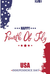 Happy 4th of July USA Independence Day Calligraphy Text USA Abstract Flag Template