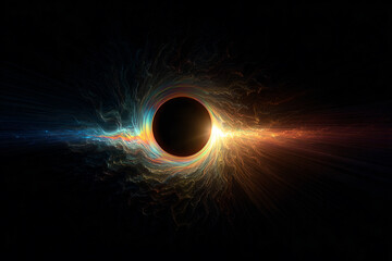 a black hole with a bright light coming out of it