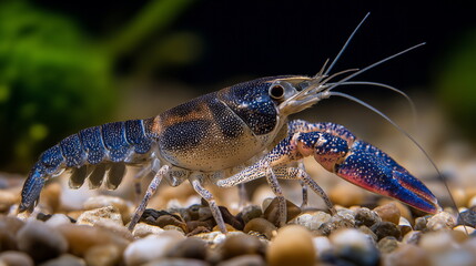 Iridescent Crayfish in Natural Aquatic Habitat