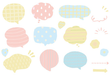 手描き風のやさしい色合いの吹き出しイラスト