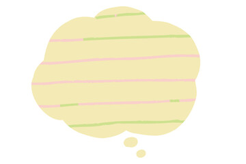 手描き雲形の吹き出し素材　ボーダー柄