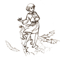 Watercolor illustration of the difficulties the path of human life