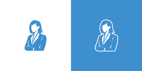 Businesswoman silhouette vector logo in confident standing pose, generative ai