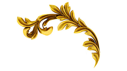 golden baroque ornament isolated on transparent background