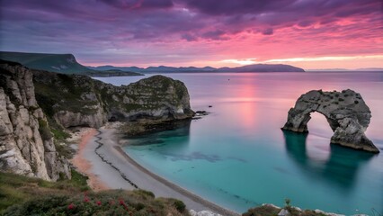 Durdle door beach sunset landscape view