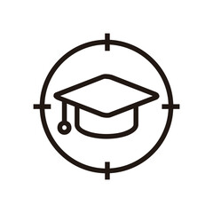 Focus of Education and Learning web icons in line style. School, university, textbook, learning. Vector illustration.