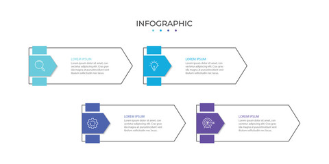 Presentation business infographic template with 4 steps. Vector illustration.
