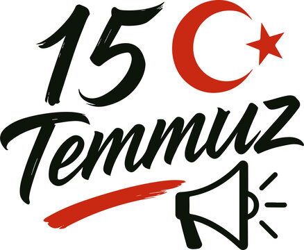 15 Temmuz Turkish Calligraphy Vector Quote and Crescent Star – Elegant Minimal Poster Design for Democracy Day