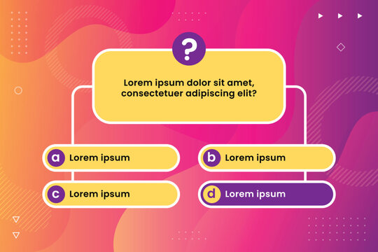 Quiz menu test questions menu choice trivia game. Quiz interface layout for web and mobile app with quizzes question and answer screen. Trivia game template