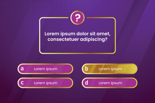 Quiz menu test questions menu choice trivia game. Quiz interface layout for web and mobile app with quizzes question and answer screen. Trivia game template