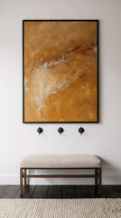 Fototapeta premium Contemporary Entryway with Bold Artwork and Neutral Bench