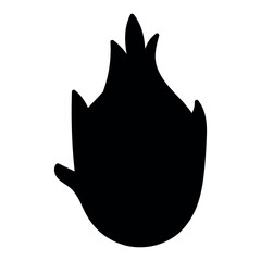 Black silhouette of a dragon fruit isolated on white background
