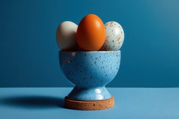 Blue Base with Several Eggs on the Table