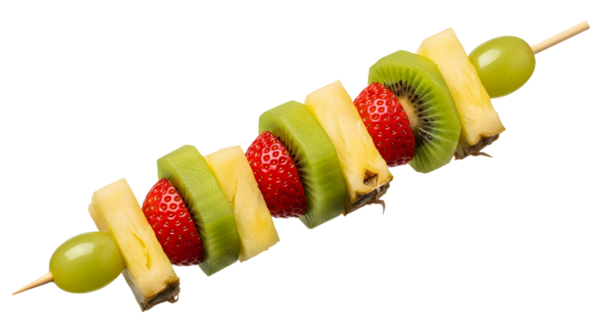 Delicious fruit skewers healthy snack ideas for parties and events on transparent background - Powered by Adobe