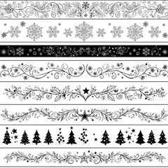 Decorative black and white ornamental flourishes in various designs  
