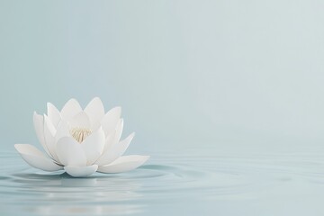 Reflections of a serene water lily blossom embody the concepts of tranquility and purity