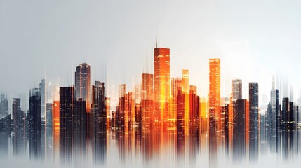 Obraz premium Abstract city skyline representing financial growth
