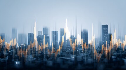 Obraz premium Abstract city skyline representing financial growth