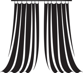 Elegant Pair of Draped Curtains Silhouette Icon for Home Decor